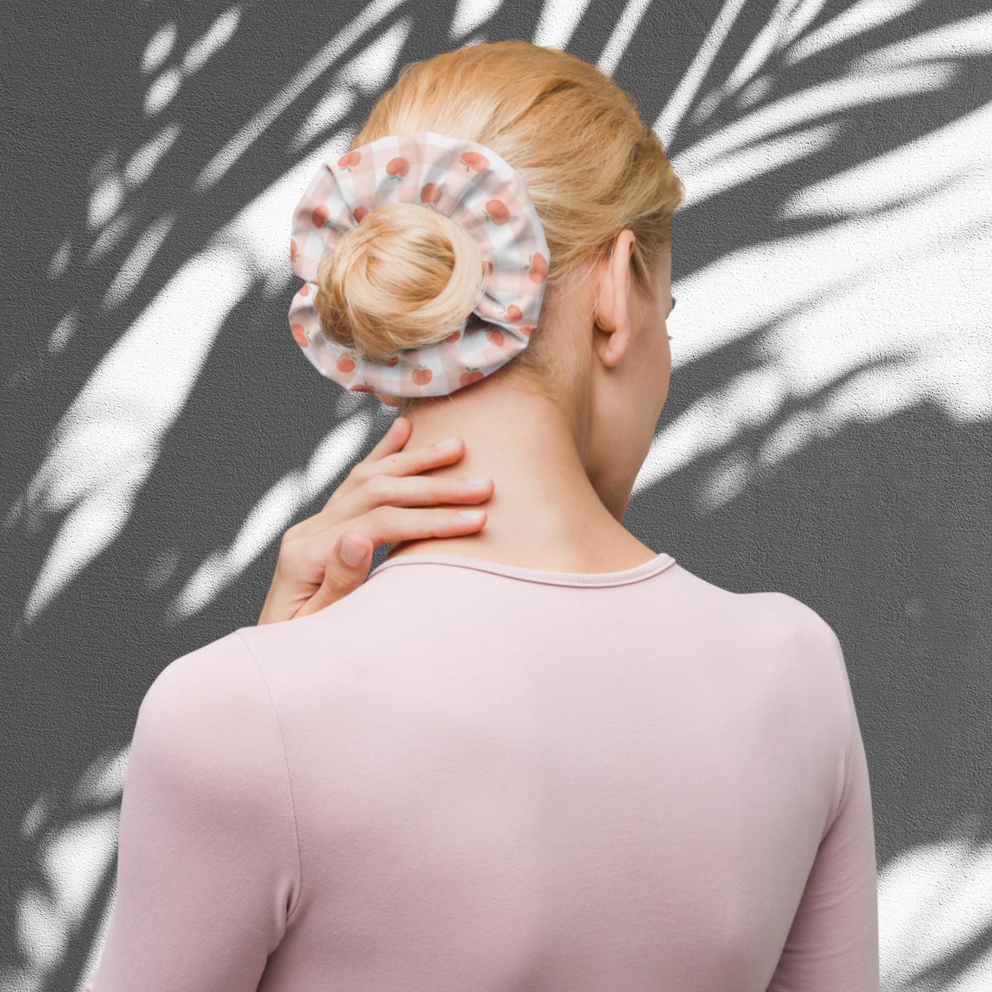 Peach Picnic Pattern Print Scrunchie