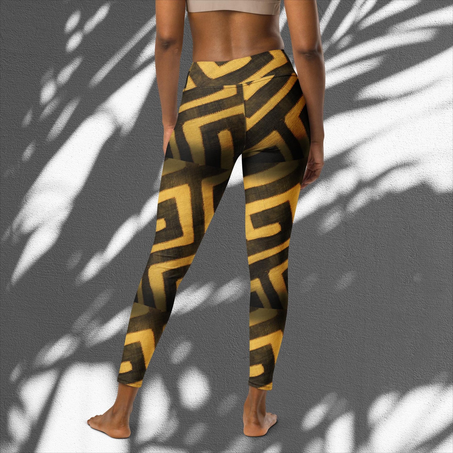 Tribal Print Black/Gold Yoga Leggings