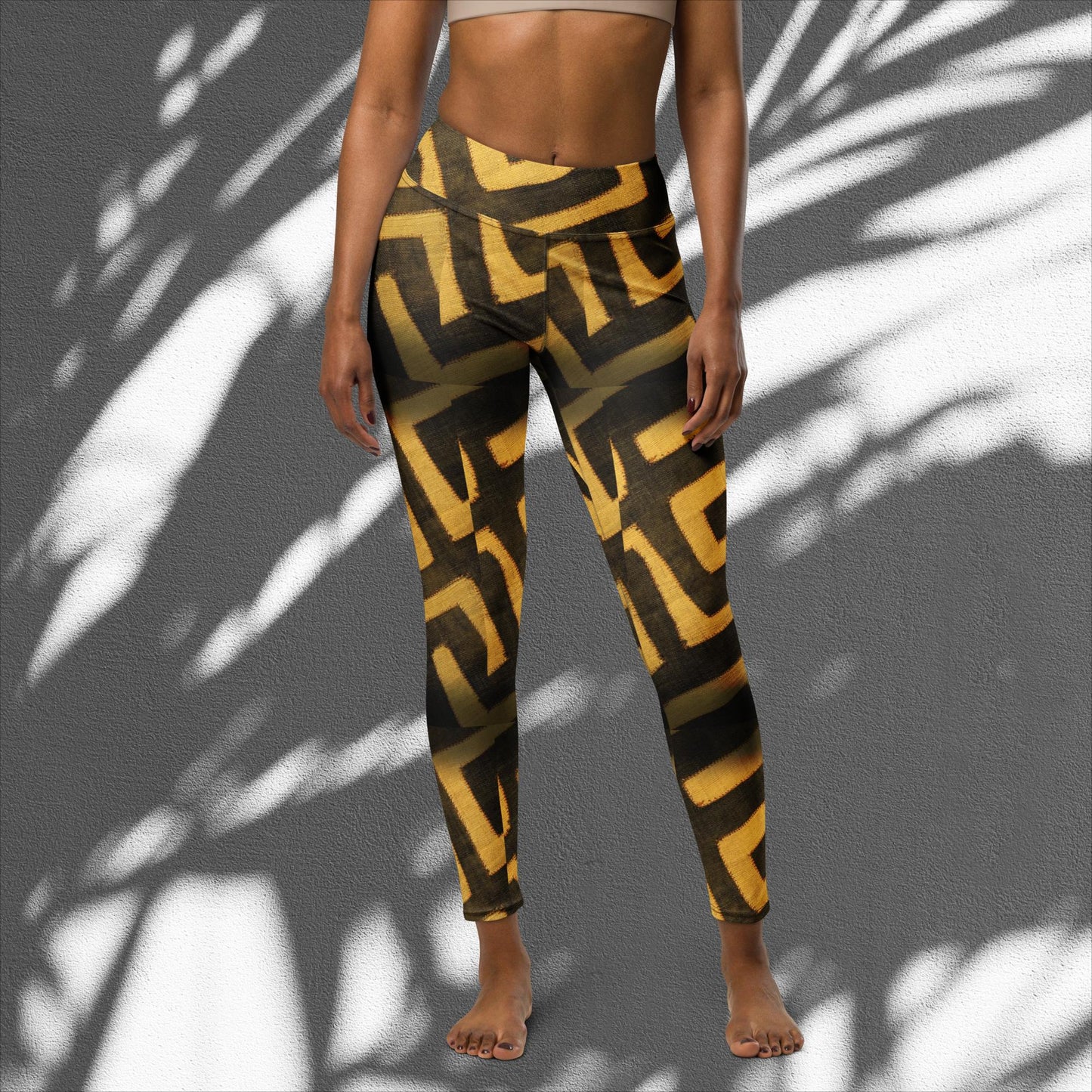 Tribal Print Black/Gold Yoga Leggings