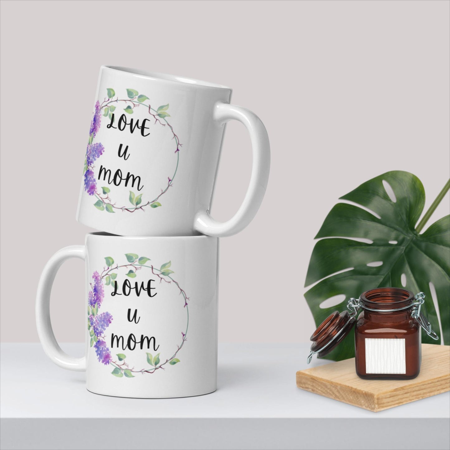 Love U Mom White glossy mug - Gifts for moms, mothers days gifts