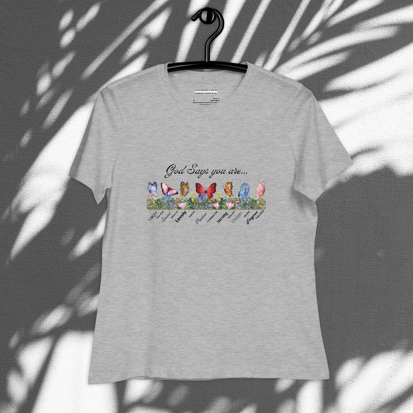 Butterfly & Flower Print Relaxed T-Shirt For Spring & Summer