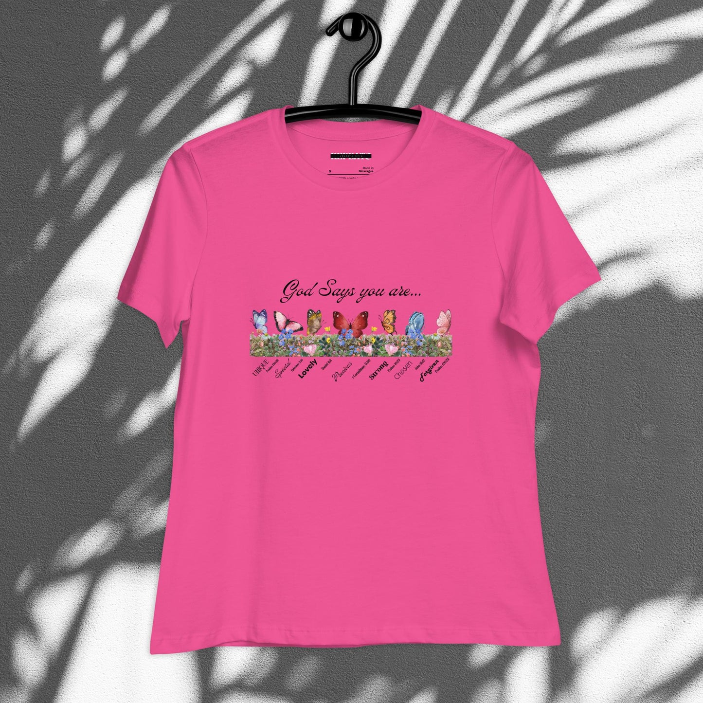 Butterfly & Flower Print Relaxed T-Shirt For Spring & Summer
