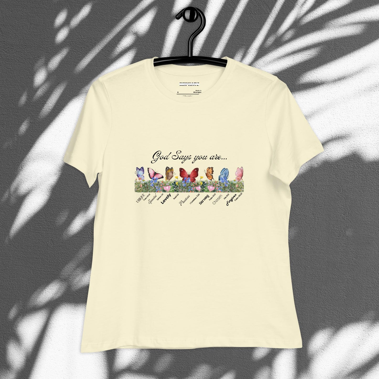 Butterfly & Flower Print Relaxed T-Shirt For Spring & Summer