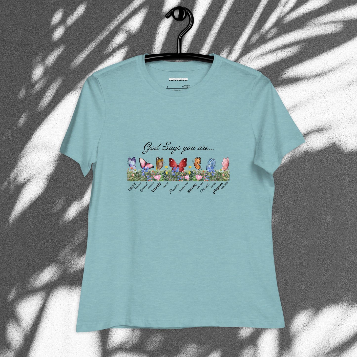 Butterfly & Flower Print Relaxed T-Shirt For Spring & Summer