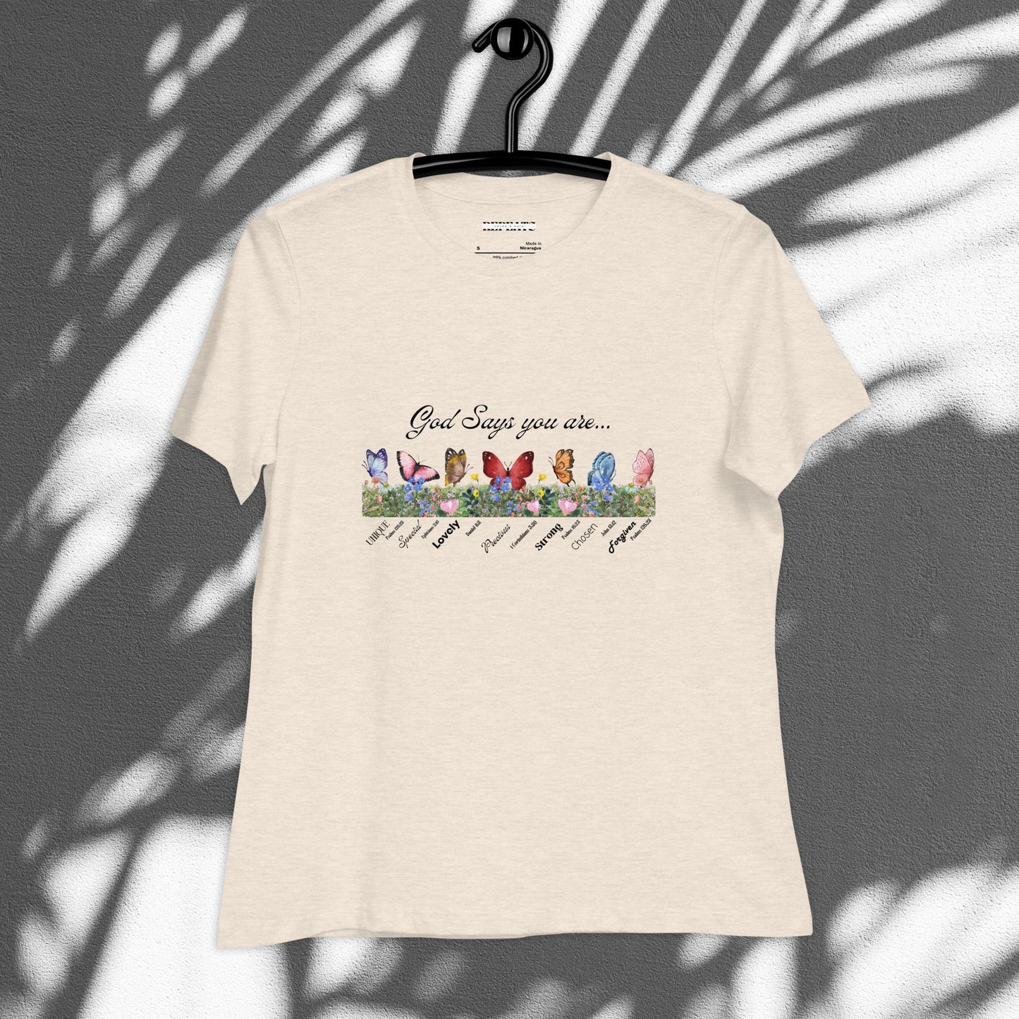 Butterfly & Flower Print Relaxed T-Shirt For Spring & Summer