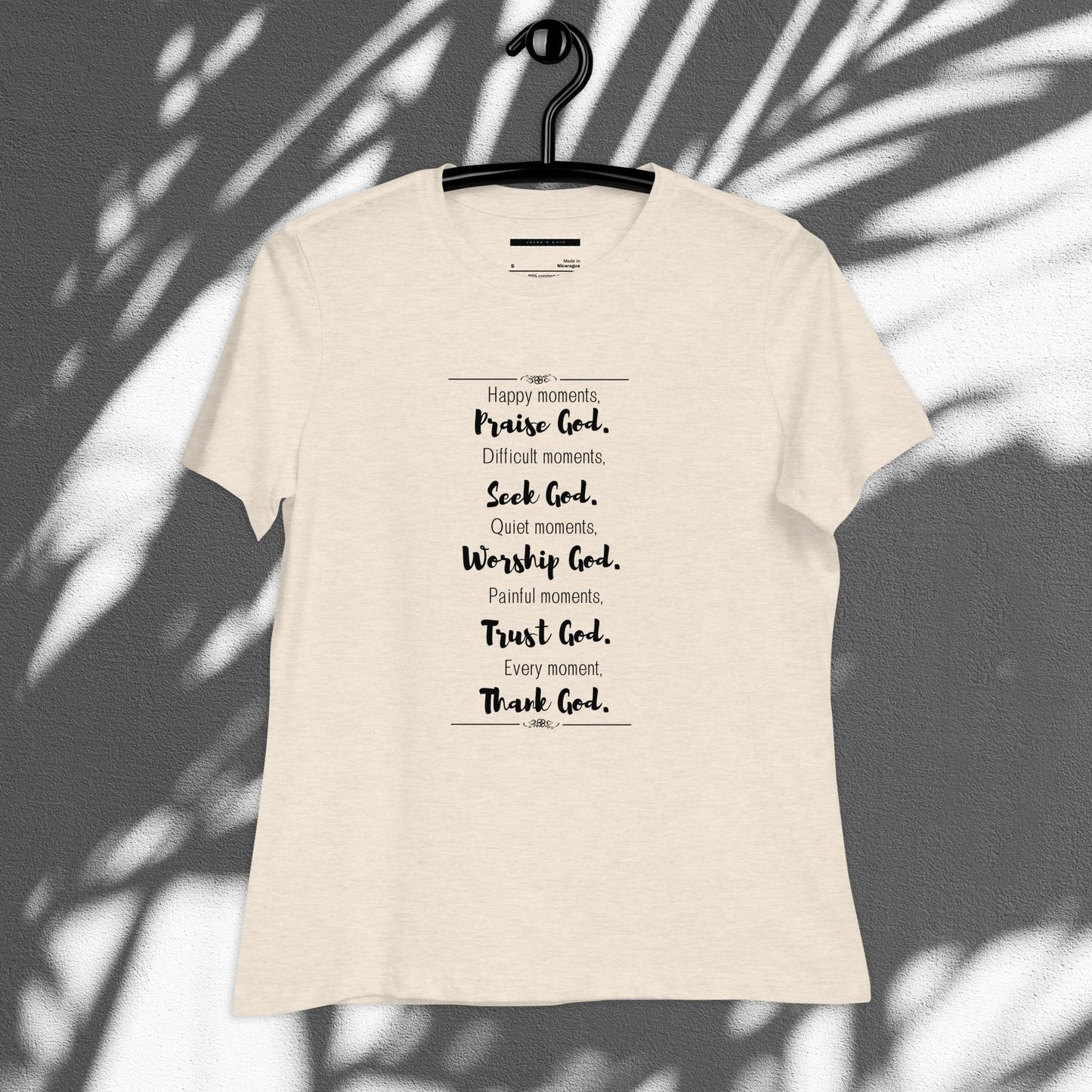 Religious Graphic Print Relaxed T-Shirt For Spring & Summer