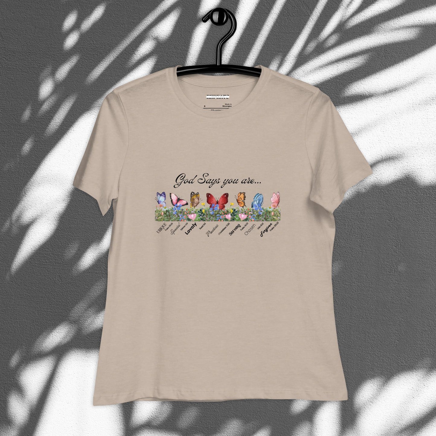 Butterfly & Flower Print Relaxed T-Shirt For Spring & Summer
