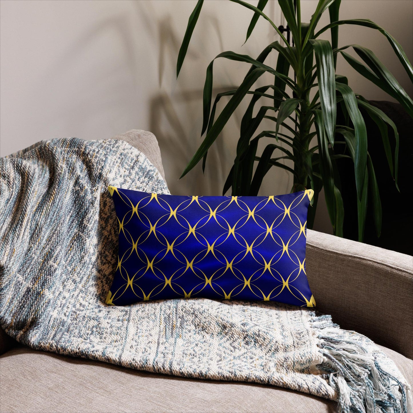 JCR® Gold & Blue Circle Pattern Premium Pillow